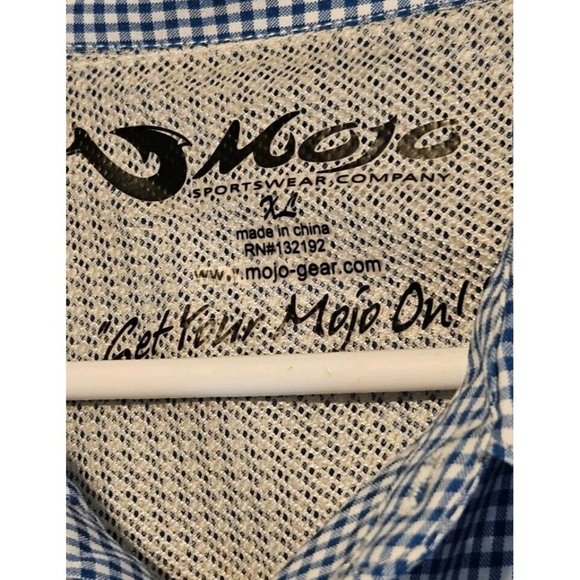 Mojo Shirt Mens XL Blue White Checked Button Up Fishing Outdoor Long Sleeve - Picture 8 of 14